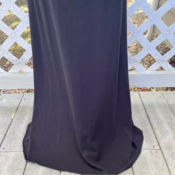 Soft Surroundings XS Maxi Dress Black Flutter Sleeve Lace Accent Drape Neck Goth - Picture 9 of 15